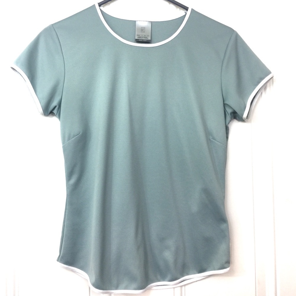Nike Dri fit athletic top mint sage green white piping